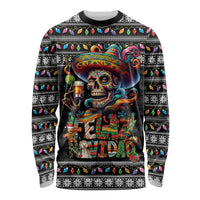 Mexican Sugar Skull Spanish Christmas Long Sleeve Shirt Feliz Navidad Mexico - Wonder Print Shop