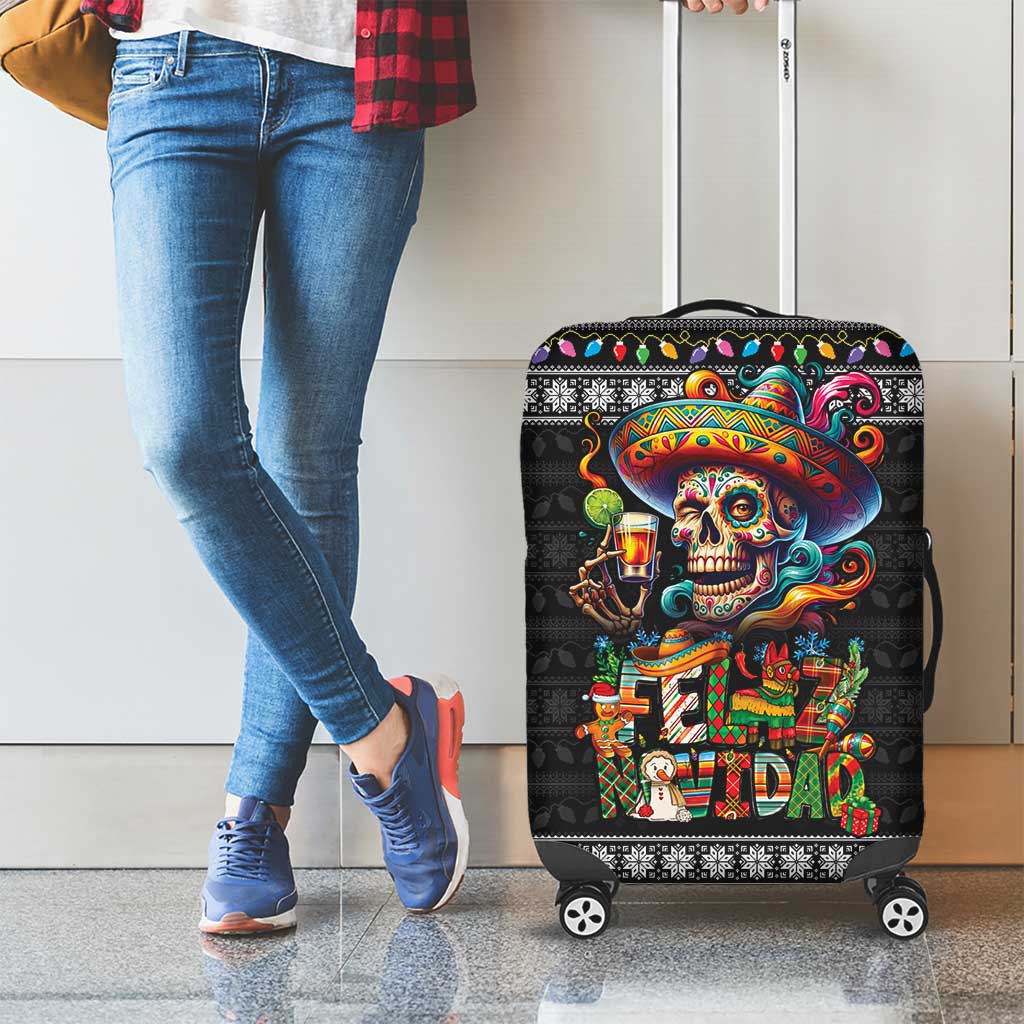 Mexican Sugar Skull Spanish Christmas Luggage Cover Feliz Navidad Mexico - Wonder Print Shop