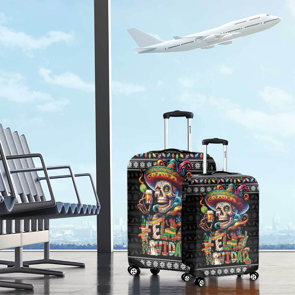Mexican Sugar Skull Spanish Christmas Luggage Cover Feliz Navidad Mexico - Wonder Print Shop