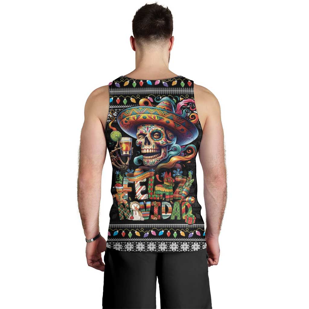 Mexican Sugar Skull Spanish Christmas Men Tank Top Feliz Navidad Mexico - Wonder Print Shop