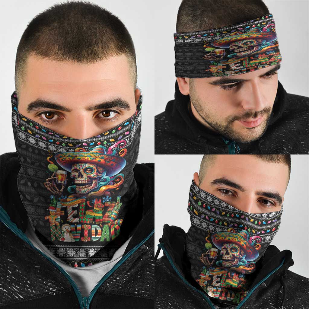 Mexican Sugar Skull Spanish Christmas Neck Gaiter Feliz Navidad Mexico - Wonder Print Shop