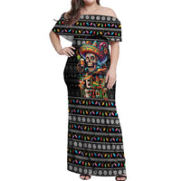 Mexican Sugar Skull Spanish Christmas Off Shoulder Maxi Dress Feliz Navidad Mexico - Wonder Print Shop