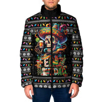 Mexican Sugar Skull Spanish Christmas Padded Jacket Feliz Navidad Mexico - Wonder Print Shop
