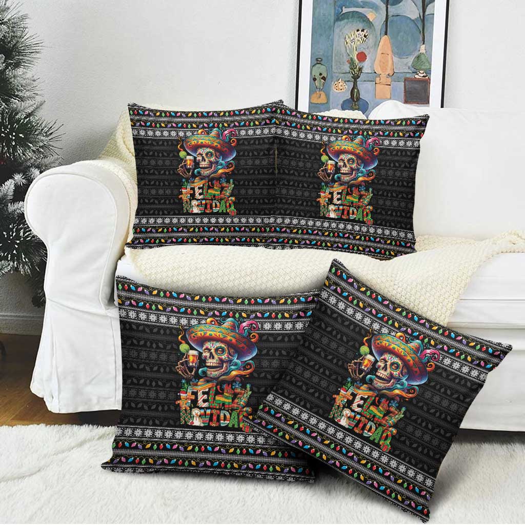 Mexican Sugar Skull Spanish Christmas Pillow Cover Feliz Navidad Mexico - Wonder Print Shop