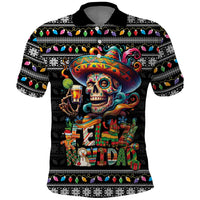 Mexican Sugar Skull Spanish Christmas Polo Shirt Feliz Navidad Mexico - Wonder Print Shop