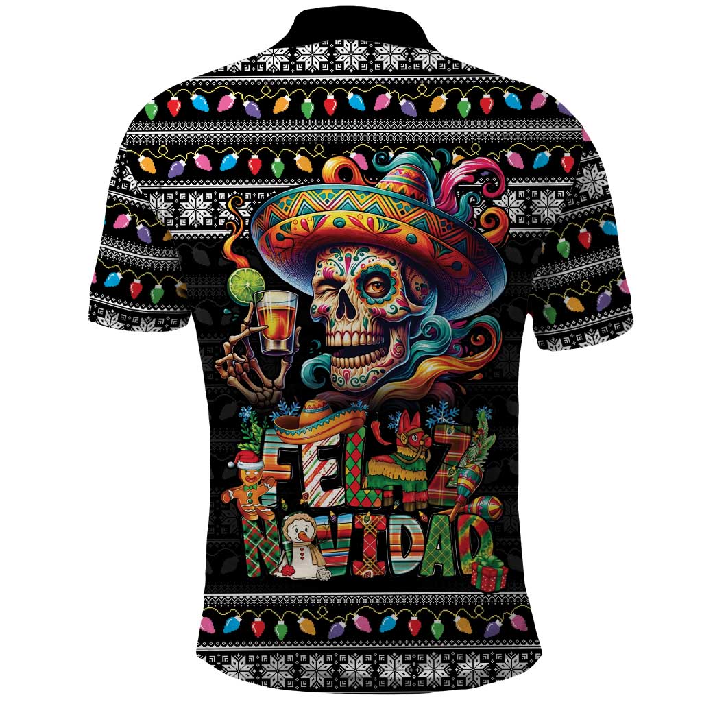 Mexican Sugar Skull Spanish Christmas Polo Shirt Feliz Navidad Mexico - Wonder Print Shop