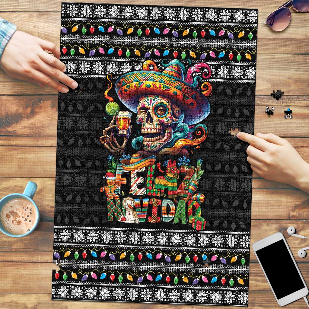Mexican Sugar Skull Spanish Christmas Puzzle Feliz Navidad Mexico - Wonder Print Shop