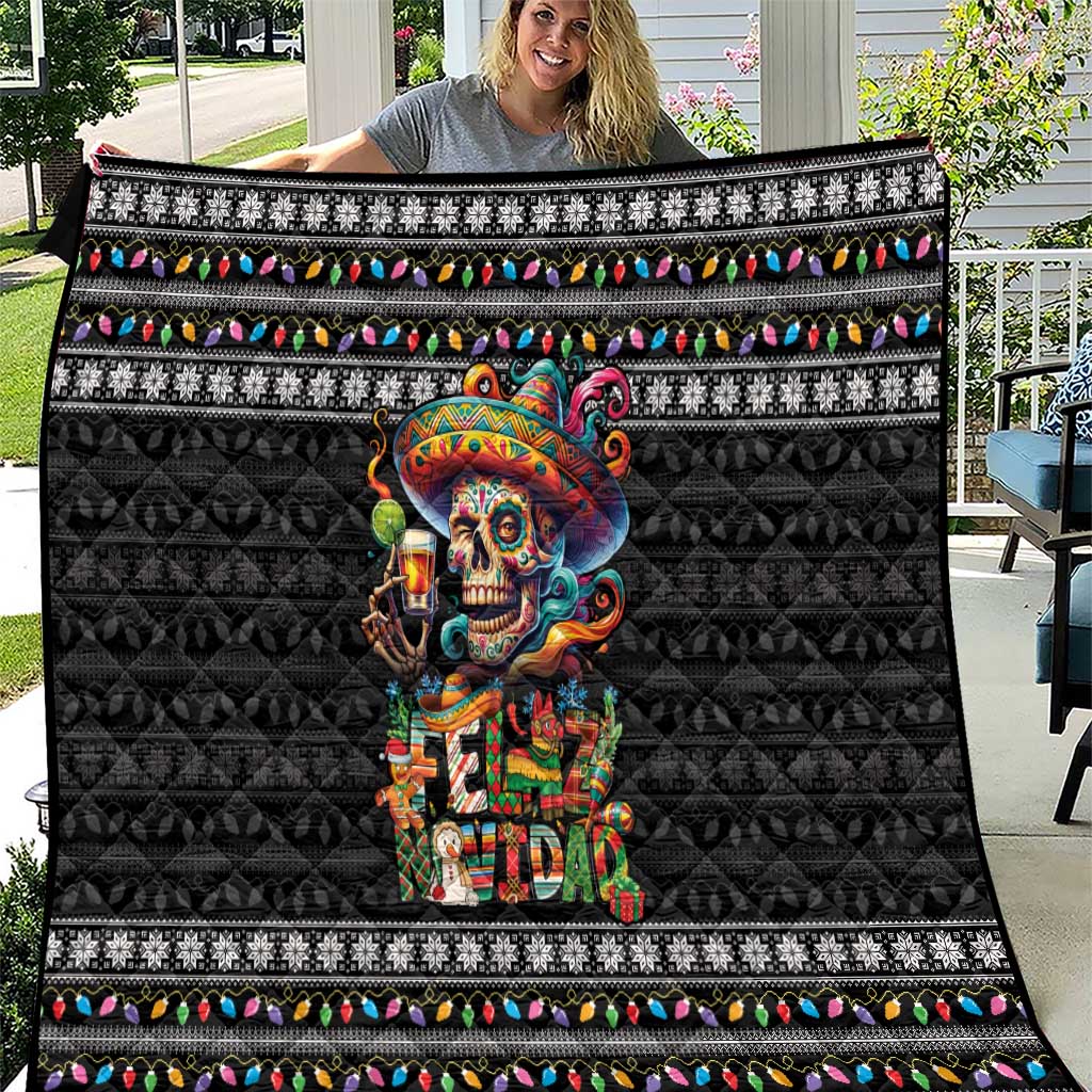 Mexican Sugar Skull Spanish Christmas Quilt Feliz Navidad Mexico - Wonder Print Shop