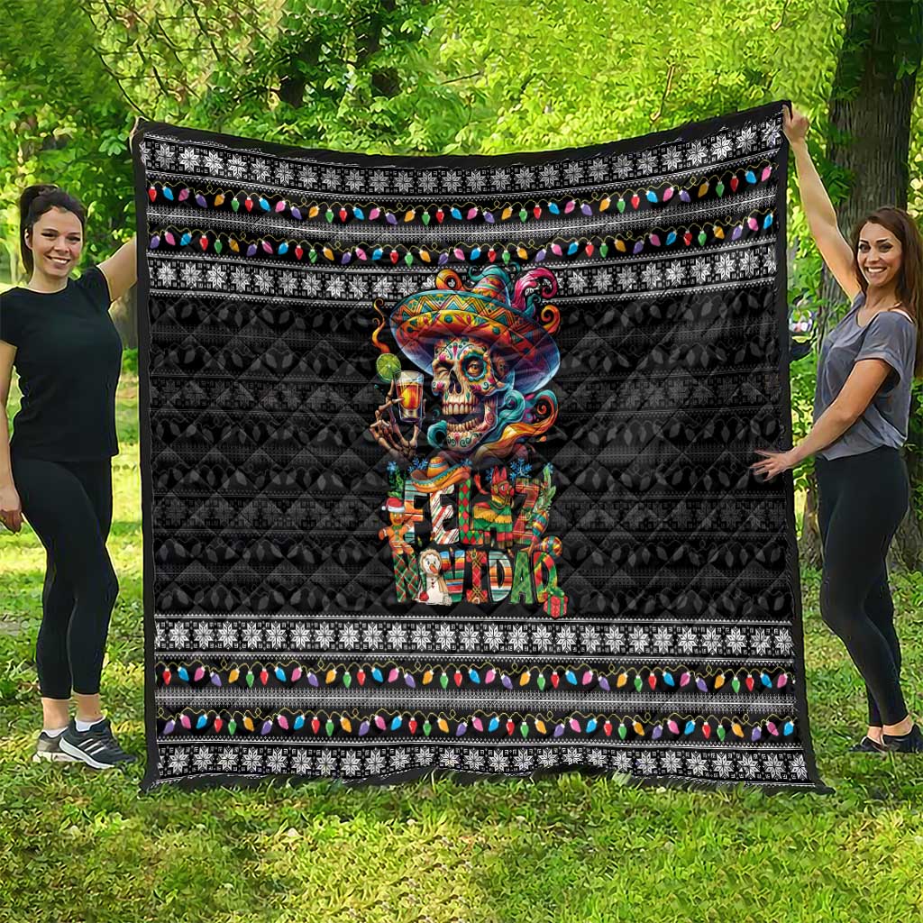 Mexican Sugar Skull Spanish Christmas Quilt Feliz Navidad Mexico - Wonder Print Shop
