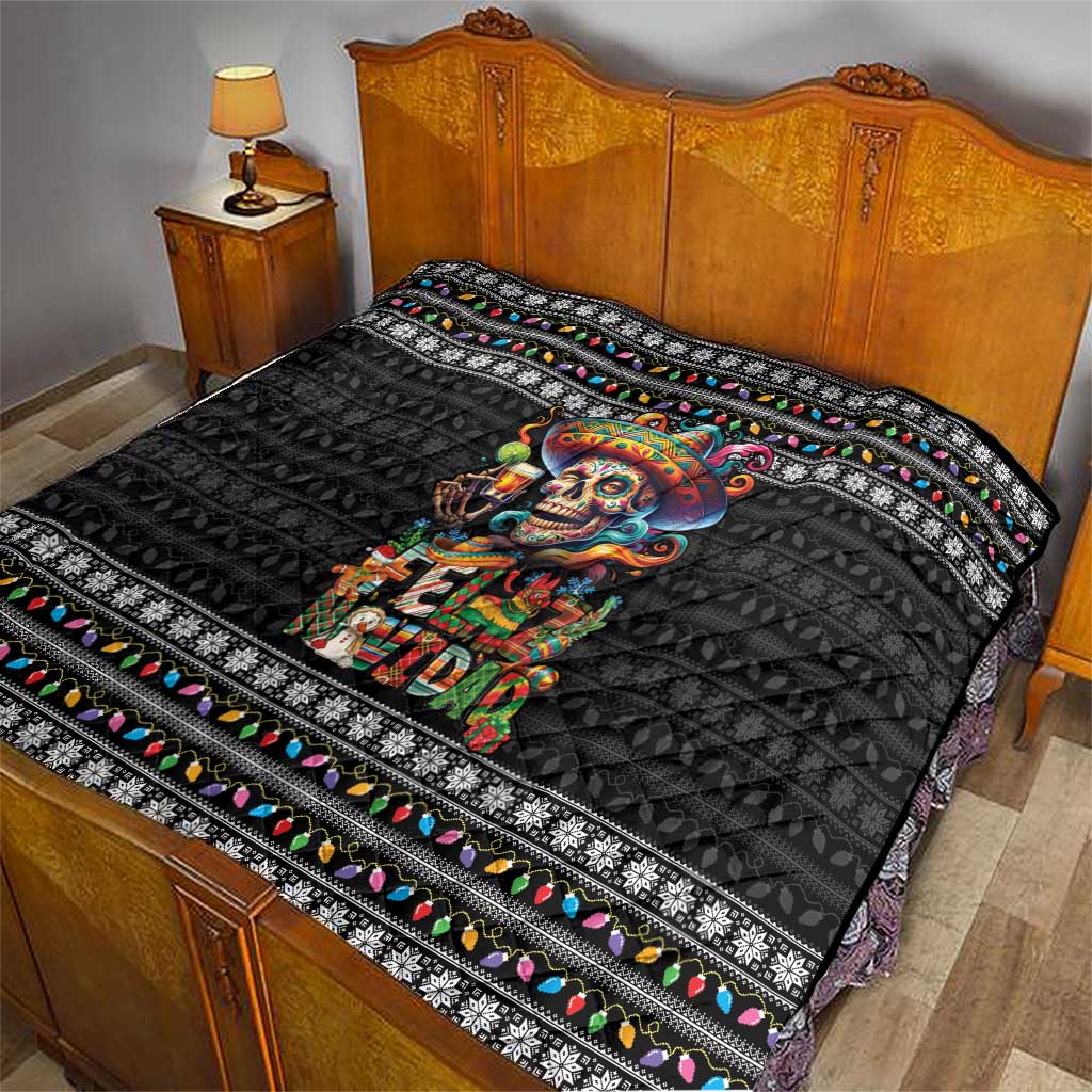 Mexican Sugar Skull Spanish Christmas Quilt Feliz Navidad Mexico - Wonder Print Shop