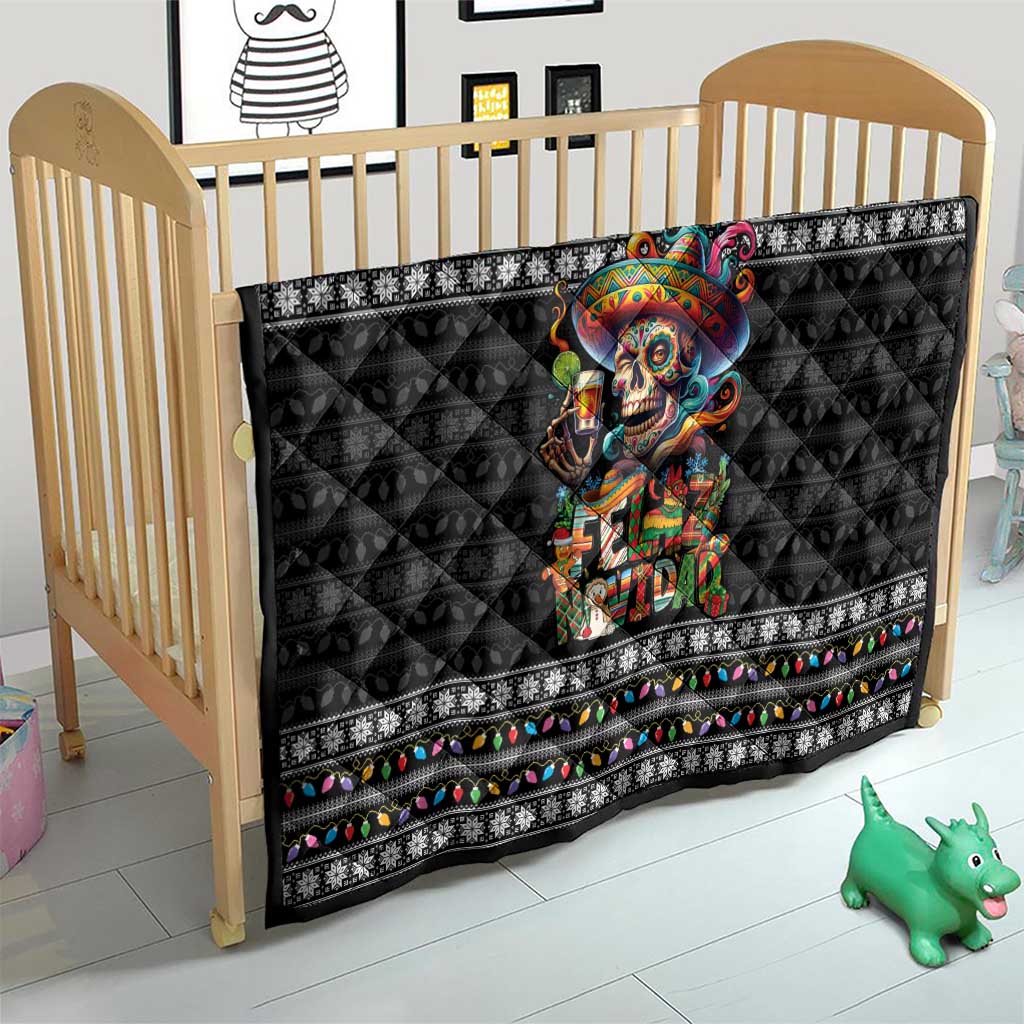 Mexican Sugar Skull Spanish Christmas Quilt Feliz Navidad Mexico - Wonder Print Shop