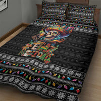 Mexican Sugar Skull Spanish Christmas Quilt Bed Set Feliz Navidad Mexico - Wonder Print Shop