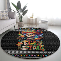 Mexican Sugar Skull Spanish Christmas Round Carpet Feliz Navidad Mexico - Wonder Print Shop
