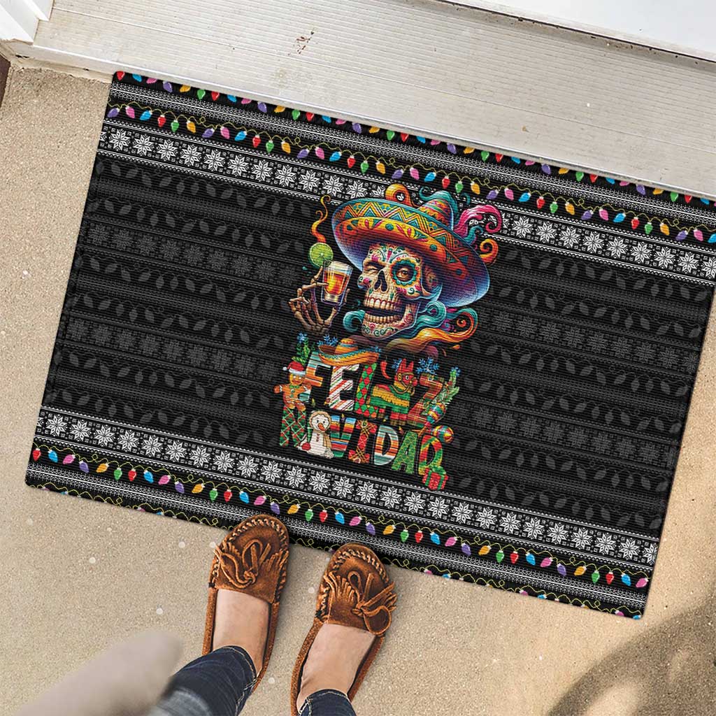 Mexican Sugar Skull Spanish Christmas Rubber Doormat Feliz Navidad Mexico - Wonder Print Shop