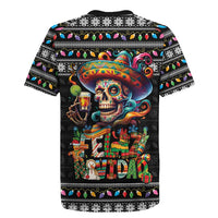 Mexican Sugar Skull Spanish Christmas Rugby Jersey Feliz Navidad Mexico - Wonder Print Shop