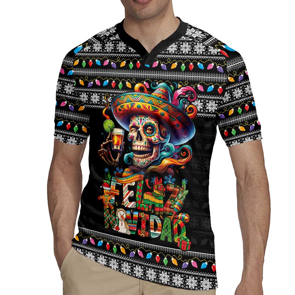 Mexican Sugar Skull Spanish Christmas Rugby Jersey Feliz Navidad Mexico - Wonder Print Shop