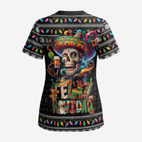 Mexican Sugar Skull Spanish Christmas Scrub Top Feliz Navidad Mexico - Wonder Print Shop