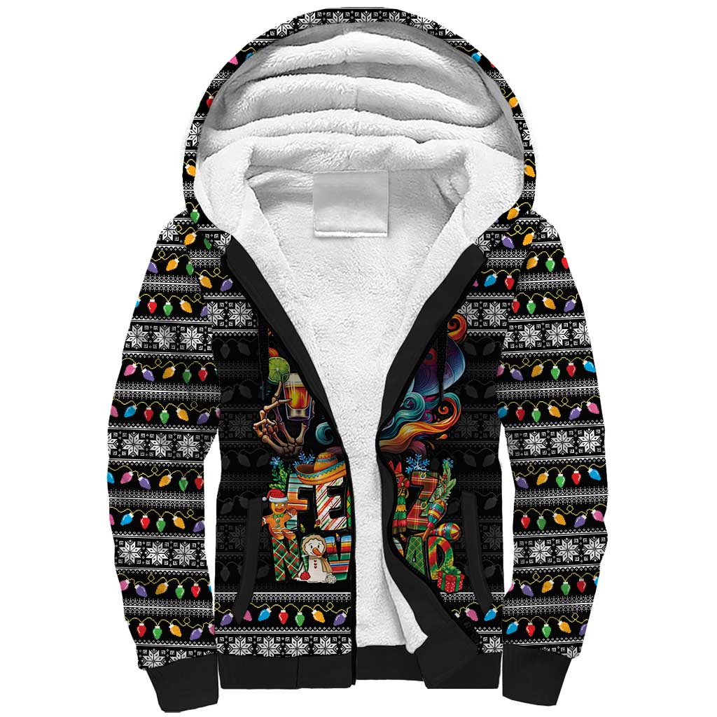 Mexican Sugar Skull Spanish Christmas Sherpa Hoodie Feliz Navidad Mexico - Wonder Print Shop