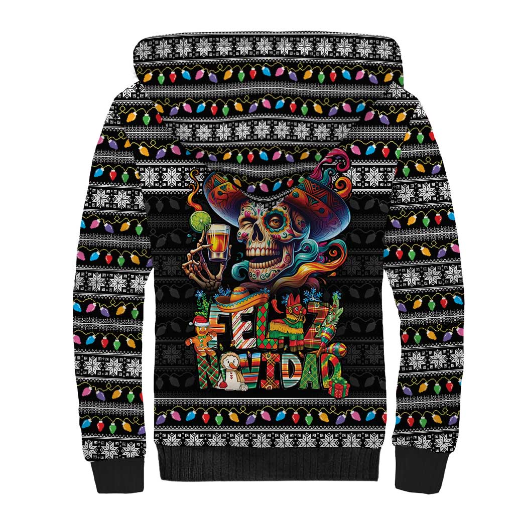 Mexican Sugar Skull Spanish Christmas Sherpa Hoodie Feliz Navidad Mexico - Wonder Print Shop