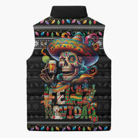Mexican Sugar Skull Spanish Christmas Sleeveless Puffer Jacket Feliz Navidad Mexico - Wonder Print Shop