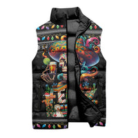 Mexican Sugar Skull Spanish Christmas Sleeveless Puffer Jacket Feliz Navidad Mexico - Wonder Print Shop