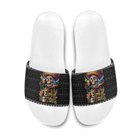 Mexican Sugar Skull Spanish Christmas Slide Sandals Feliz Navidad Mexico - Wonder Print Shop