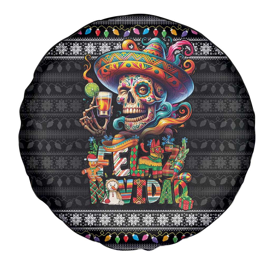 Mexican Sugar Skull Spanish Christmas Spare Tire Cover Feliz Navidad Mexico - Wonder Print Shop