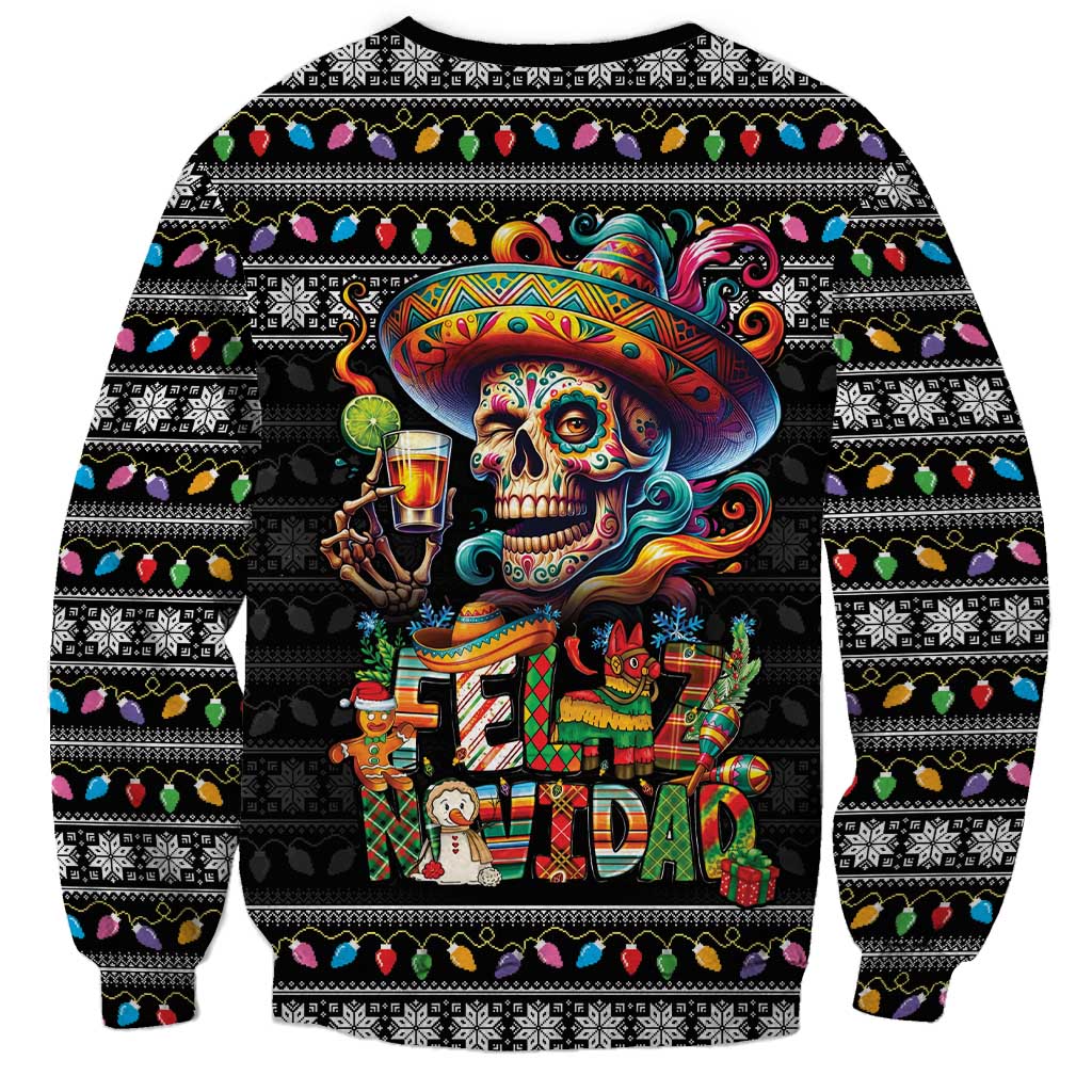 Mexican Sugar Skull Spanish Christmas Sweatshirt Feliz Navidad Mexico - Wonder Print Shop