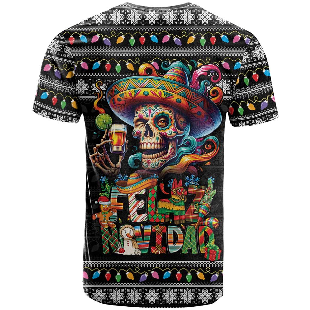 Mexican Sugar Skull Spanish Christmas T Shirt Feliz Navidad Mexico - Wonder Print Shop