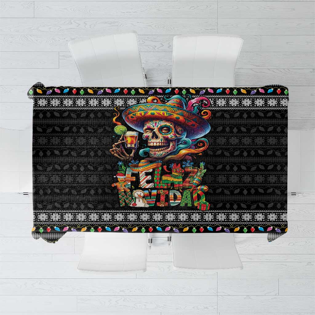 Mexican Sugar Skull Spanish Christmas Tablecloth Feliz Navidad Mexico - Wonder Print Shop