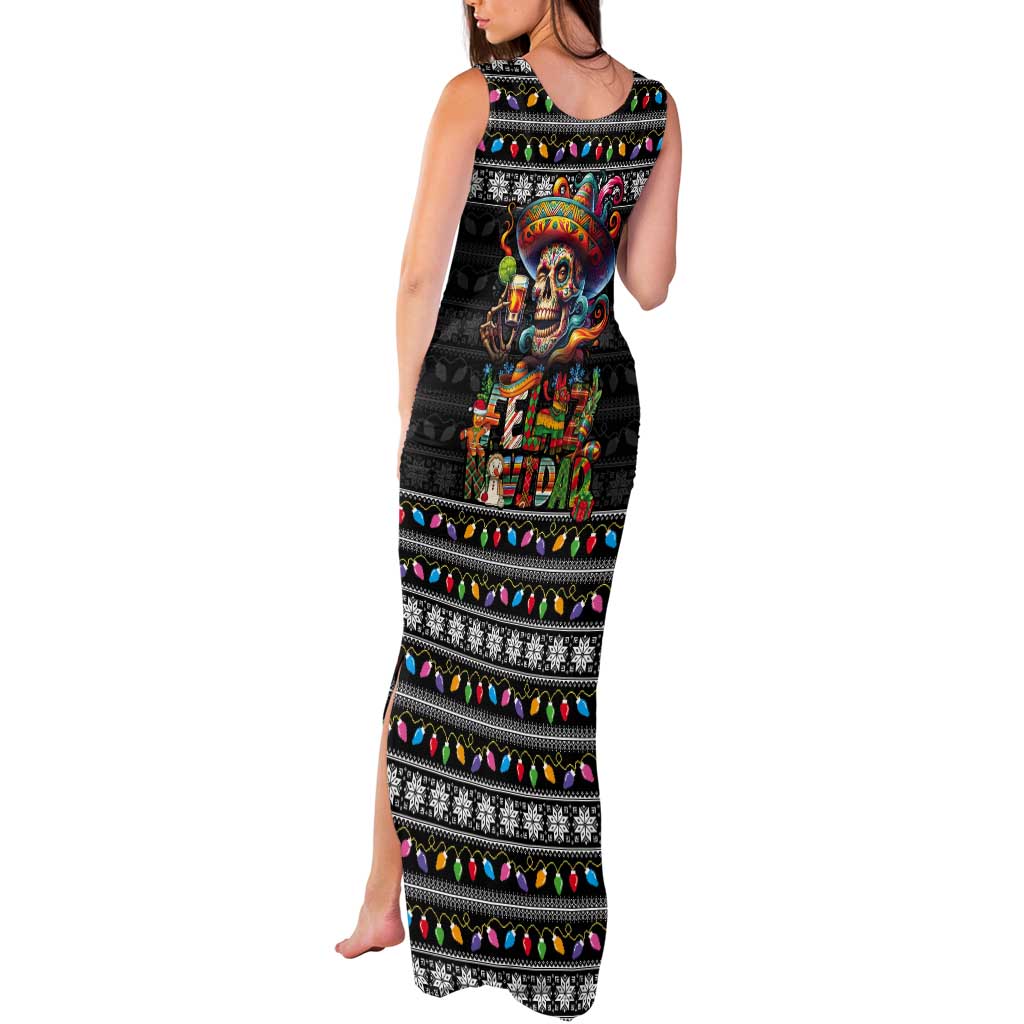 Mexican Sugar Skull Spanish Christmas Tank Maxi Dress Feliz Navidad Mexico - Wonder Print Shop