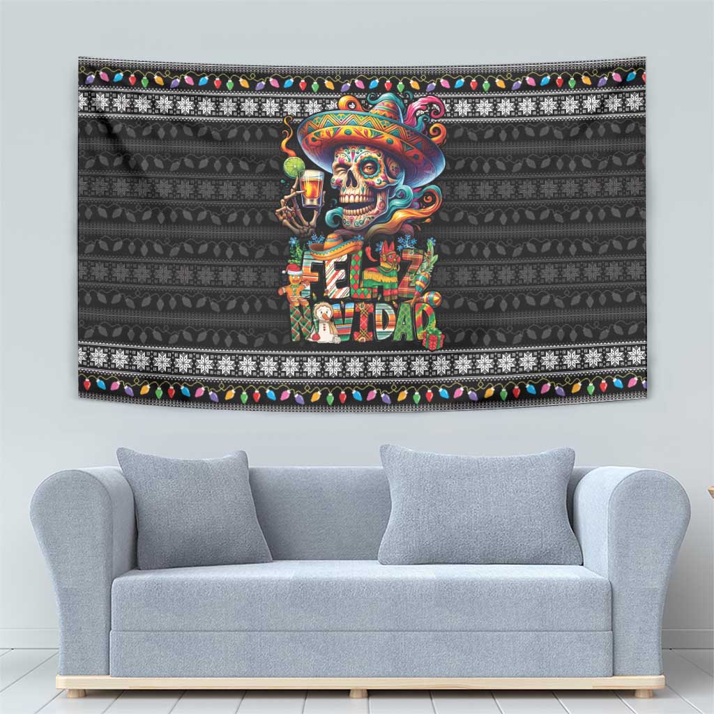 Mexican Sugar Skull Spanish Christmas Tapestry Feliz Navidad Mexico - Wonder Print Shop