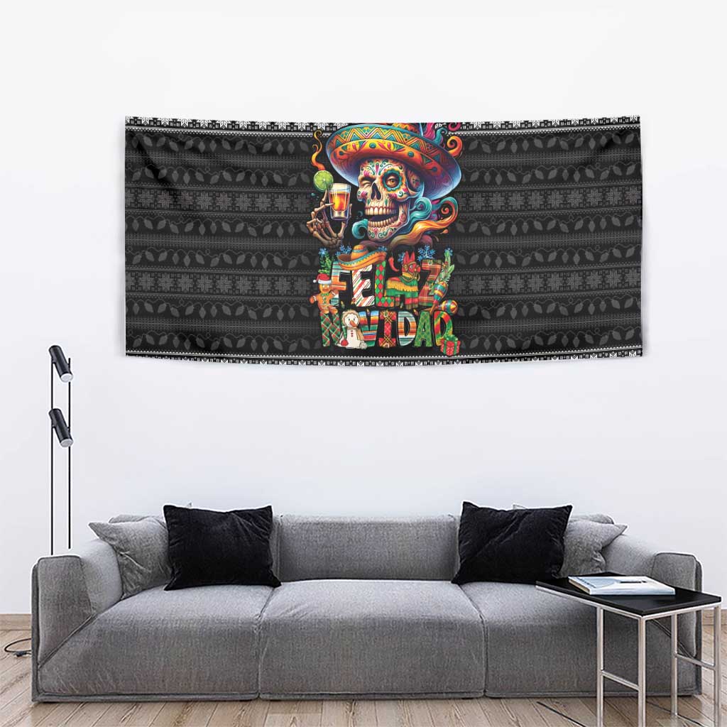 Mexican Sugar Skull Spanish Christmas Tapestry Feliz Navidad Mexico - Wonder Print Shop