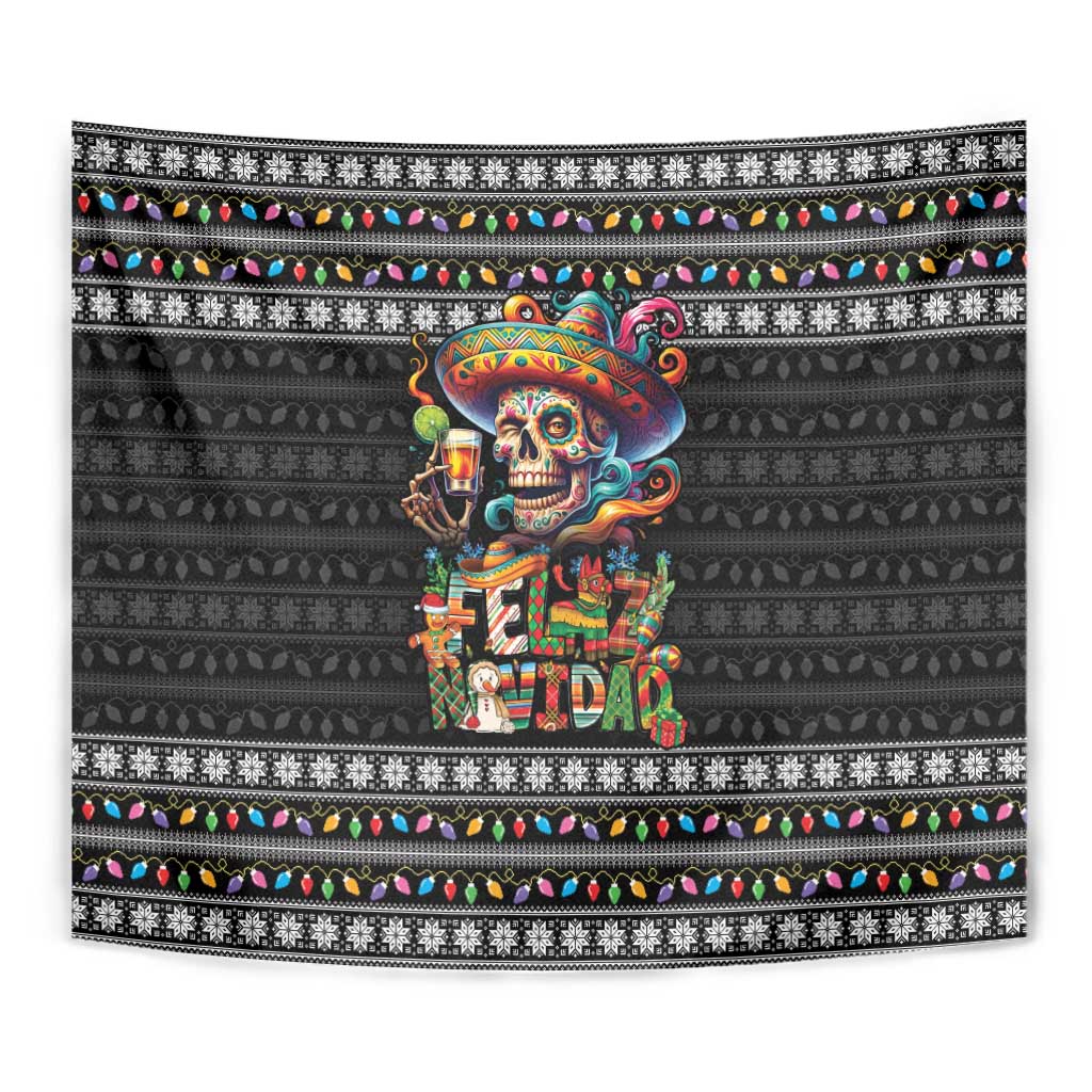 Mexican Sugar Skull Spanish Christmas Tapestry Feliz Navidad Mexico - Wonder Print Shop