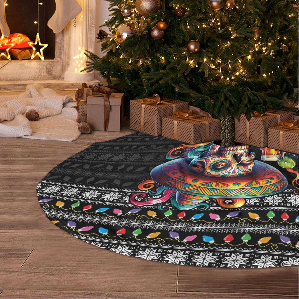 Mexican Sugar Skull Spanish Christmas Tree Skirt Feliz Navidad Mexico - Wonder Print Shop