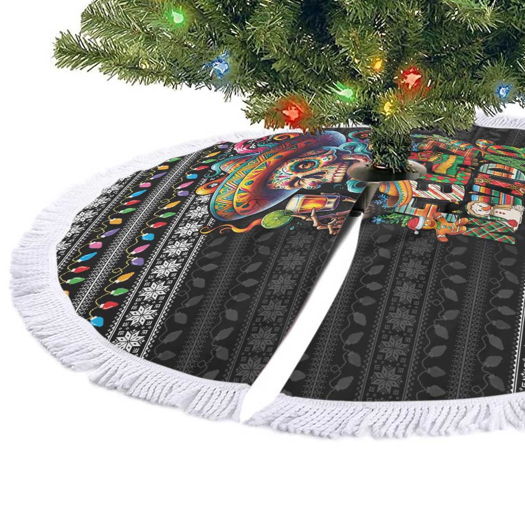 Mexican Sugar Skull Spanish Christmas Tree Skirt Feliz Navidad Mexico - Wonder Print Shop