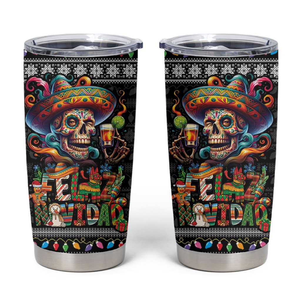 Mexican Sugar Skull Spanish Christmas Tumbler Cup Feliz Navidad Mexico - Wonder Print Shop