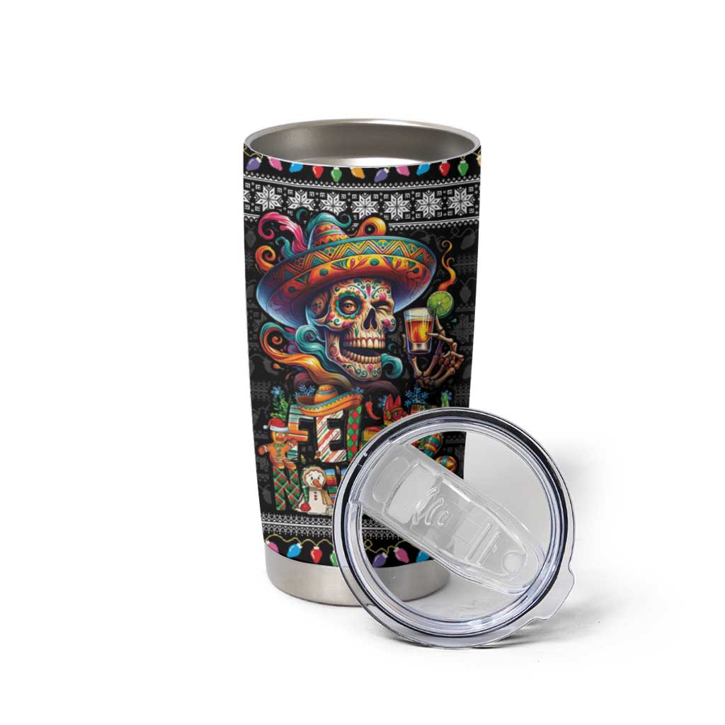 Mexican Sugar Skull Spanish Christmas Tumbler Cup Feliz Navidad Mexico - Wonder Print Shop