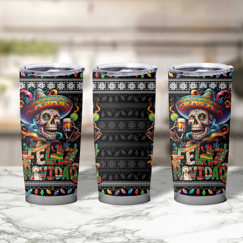 Mexican Sugar Skull Spanish Christmas Tumbler Cup Feliz Navidad Mexico - Wonder Print Shop