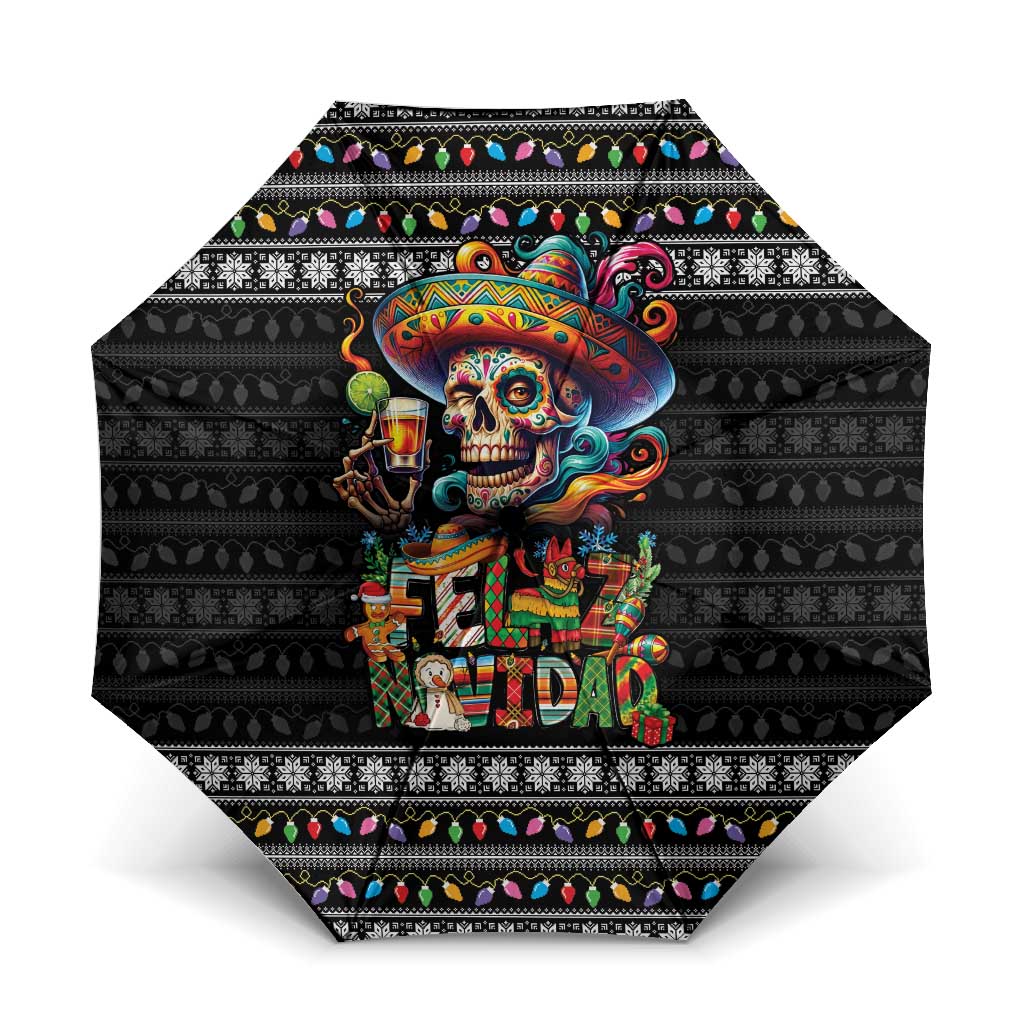 Mexican Sugar Skull Spanish Christmas Umbrella Feliz Navidad Mexico - Wonder Print Shop