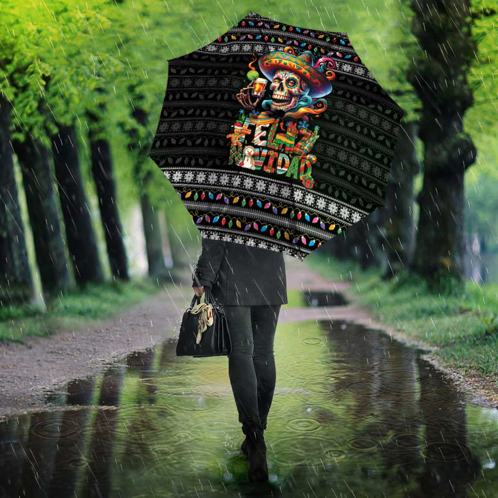 Mexican Sugar Skull Spanish Christmas Umbrella Feliz Navidad Mexico - Wonder Print Shop