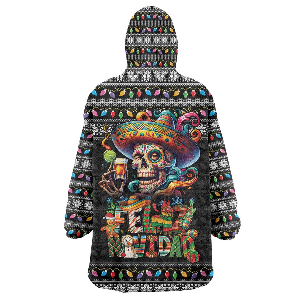 Mexican Sugar Skull Spanish Christmas Wearable Blanket Hoodie Feliz Navidad Mexico - Wonder Print Shop