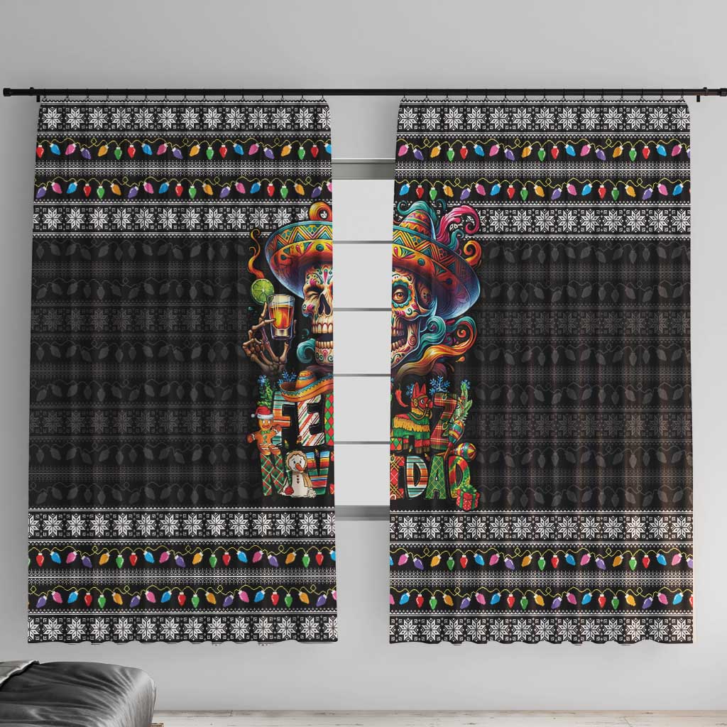 Mexican Sugar Skull Spanish Christmas Window Curtain Feliz Navidad Mexico - Wonder Print Shop