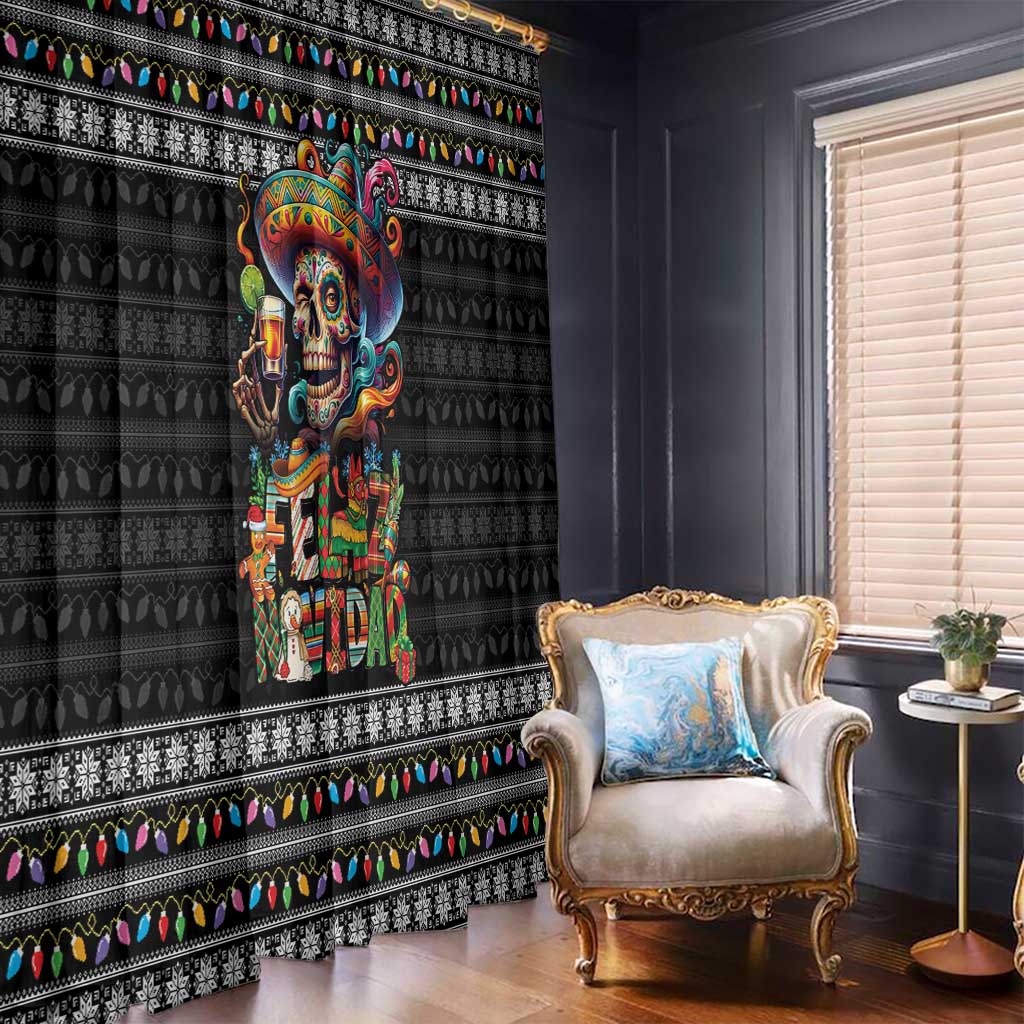 Mexican Sugar Skull Spanish Christmas Window Curtain Feliz Navidad Mexico - Wonder Print Shop