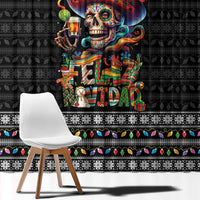 Mexican Sugar Skull Spanish Christmas Window Curtain Feliz Navidad Mexico - Wonder Print Shop