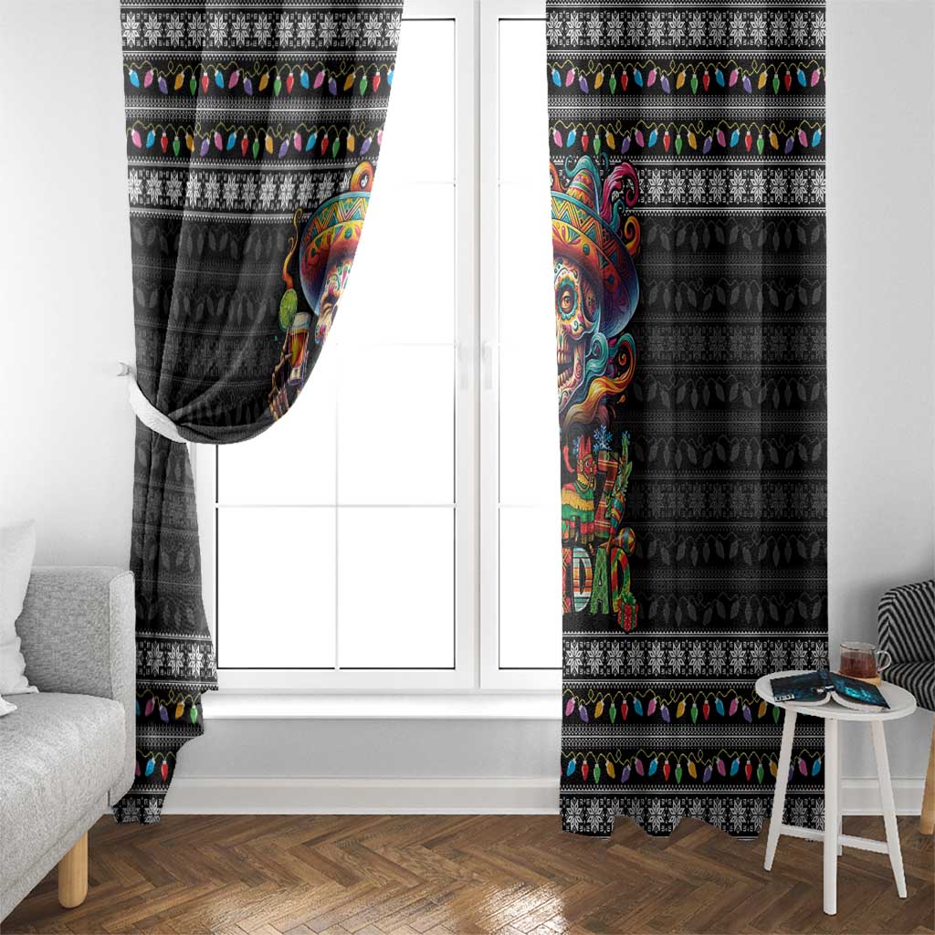 Mexican Sugar Skull Spanish Christmas Window Curtain Feliz Navidad Mexico - Wonder Print Shop