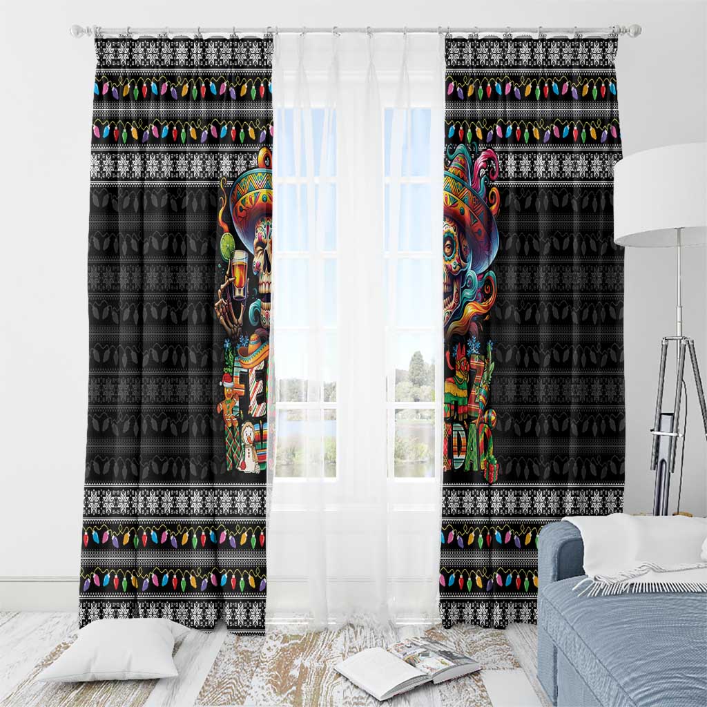 Mexican Sugar Skull Spanish Christmas Window Curtain Feliz Navidad Mexico - Wonder Print Shop