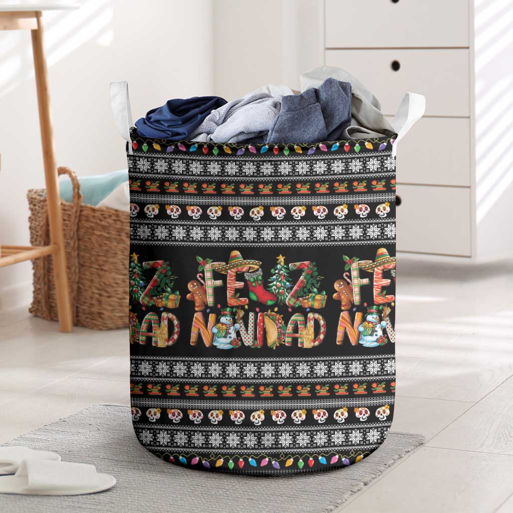 Mexican Sumbrero and Snowman Christmas Laundry Basket Feliz Navidad Mexico - Wonder Print Shop