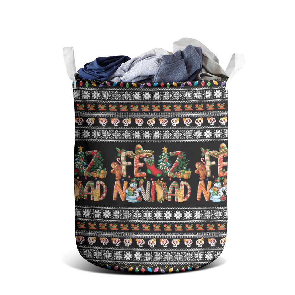 Mexican Sumbrero and Snowman Christmas Laundry Basket Feliz Navidad Mexico - Wonder Print Shop