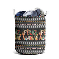 Mexican Sumbrero and Snowman Christmas Laundry Basket Feliz Navidad Mexico - Wonder Print Shop